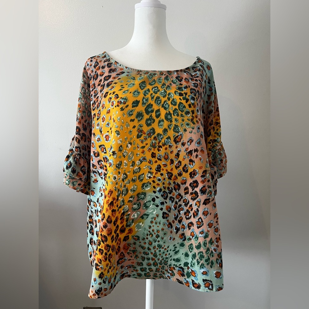 Adora Animal Print Bell Sleeve Shirt
